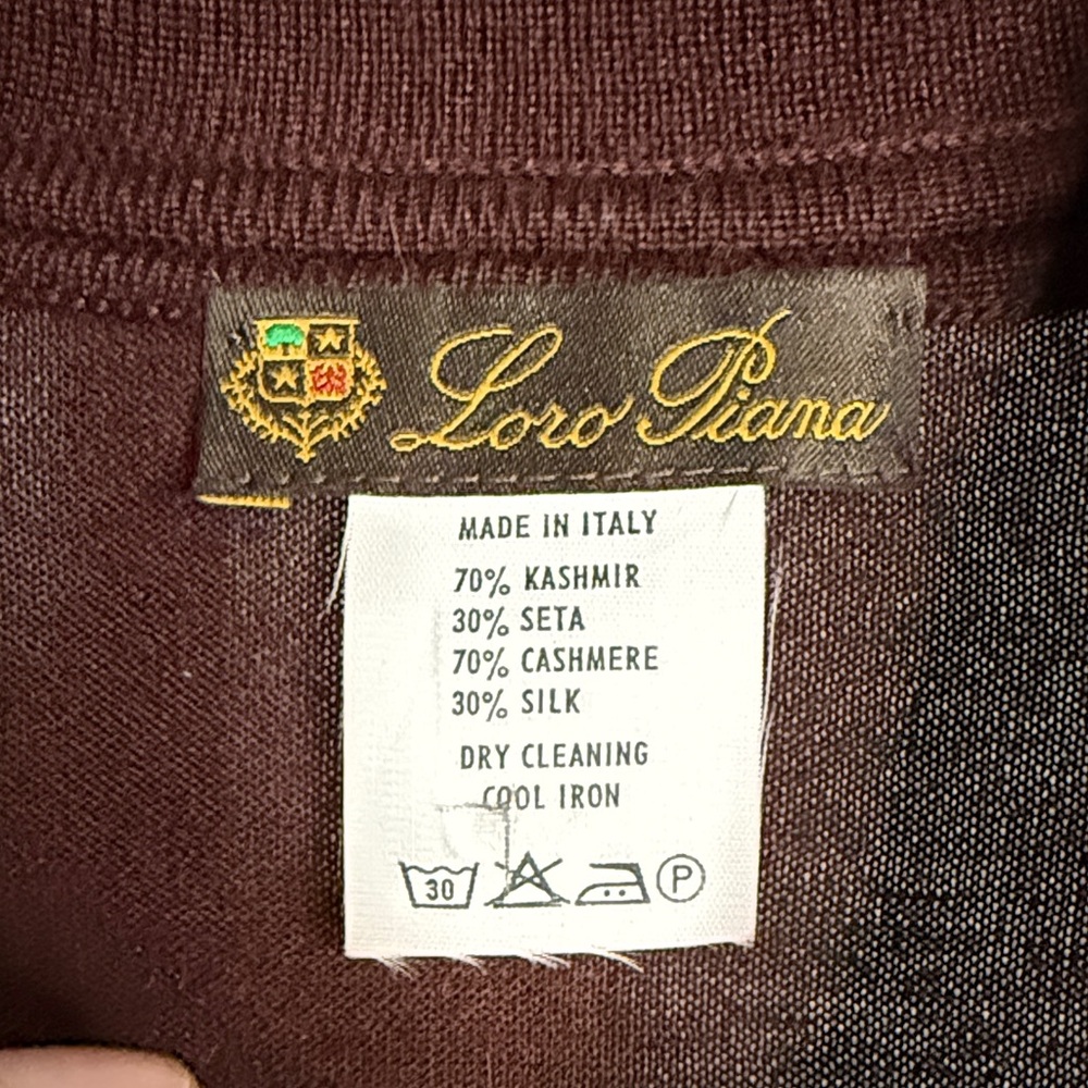 Loro Piana Chocolate Brown Cashmere Silk Long Sleeve Lightweight Polo Sweater - Picture 11 of 12